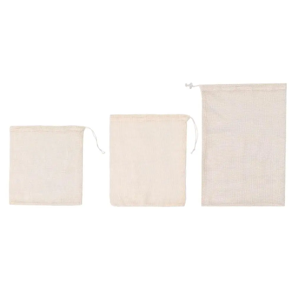 

Reusable Cotton Mesh Bags for Vegetable Fruit Storage 3 Sizes Breathable Eco Grocery Produce Bag Food Organzier Kitchen Solution