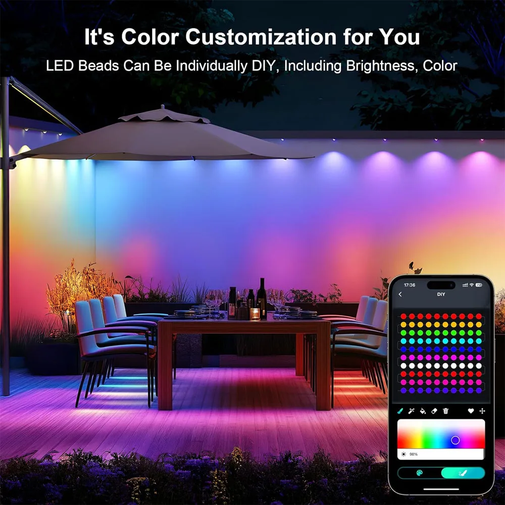 60 متر أضواء خارجية دائمة 120 المصابيح عيد الميلاد سلسلة أضواء IP67 مقاوم للماء الطنف ضوء مع أليكسا وجوجل لديكور الهالوين