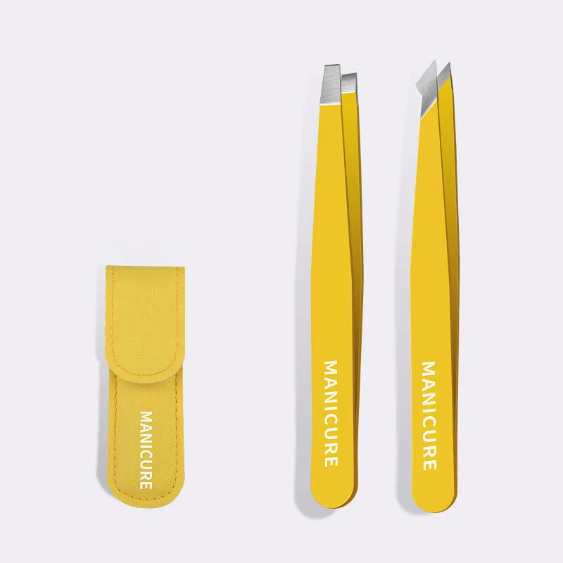 2pcs EyeBrow Clips Removal Makeup Tools Eyebrow Tweezer Colorful Hair Beauty Fine Hairs Puller Stainless Steel Slanted