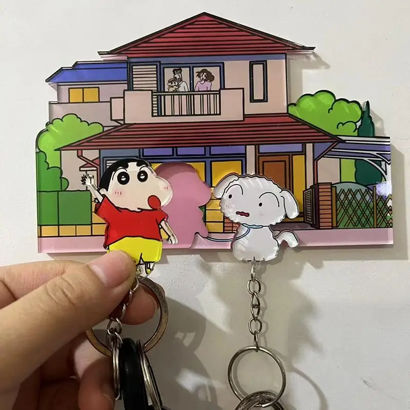 

Crayon Shin-Chan Anime Keychain Kawaii Cartoon Refrigerator Sticker Pendant Backpack Foyer Keychain Storage Rack Girl Gifts