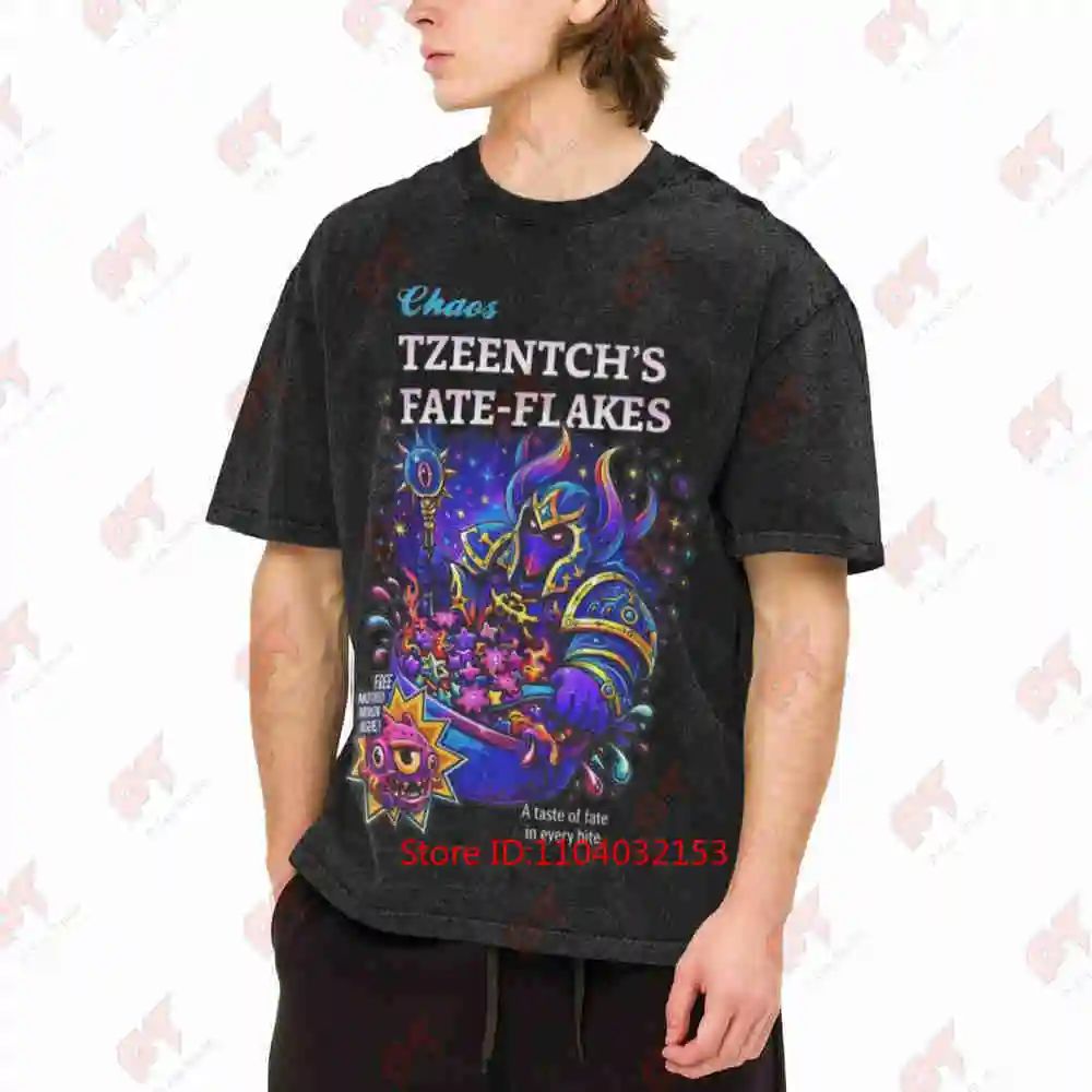 Tzeentch's Fate Flakes Vintage Washed Tee Pure Cotton T-Shirt