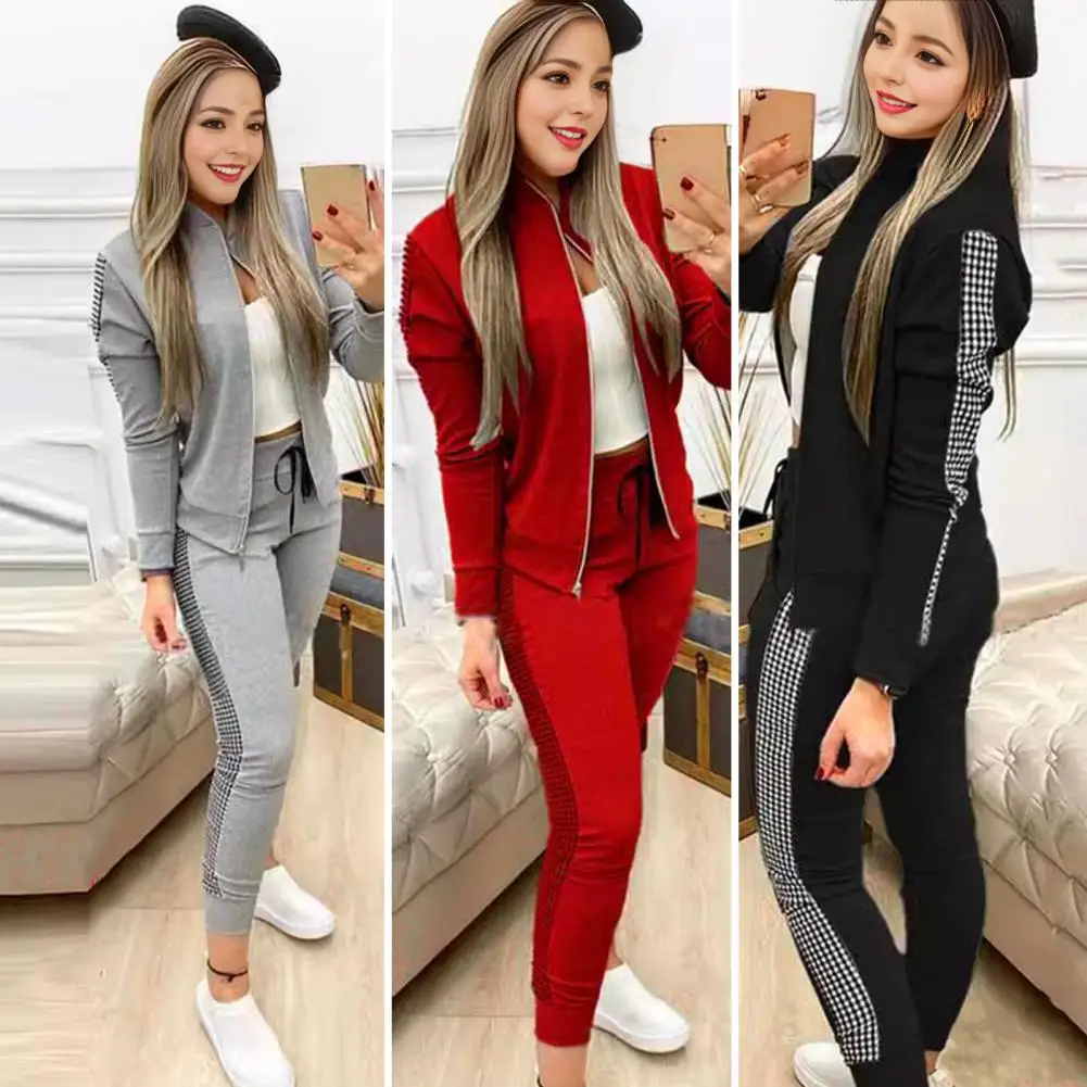 Women Tracksuit Trendy Women\'s Tracksuit Set Dot Print Turtleneck Sweatshirt Drawstring Pants Suit for Gym Running for Women