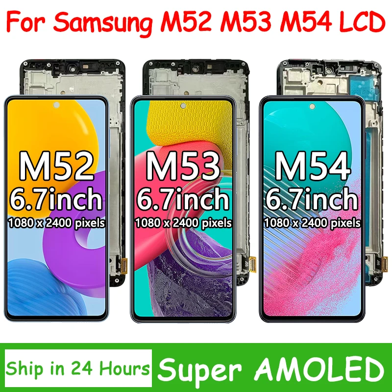 シャーシ付きスーパーamoledlcdディスプレイタッチスクリーンデジタイザーsamsung-m52-5gm53m54m526bm536bm546b