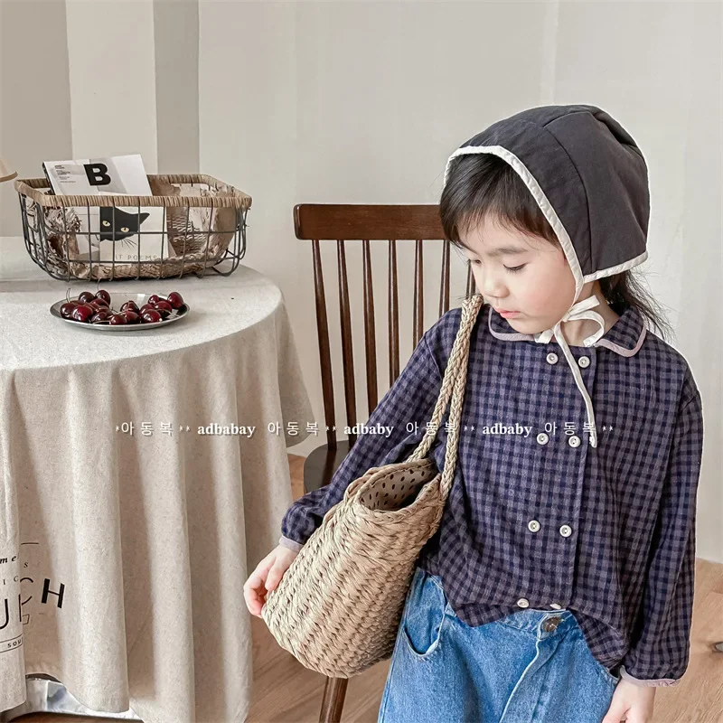 Kid Shirt Cardigan 2024 Children Boys and Girls Spring New Girl Spring Korean Style Cotton Linen Shirt Coat Long Cardigan Coats