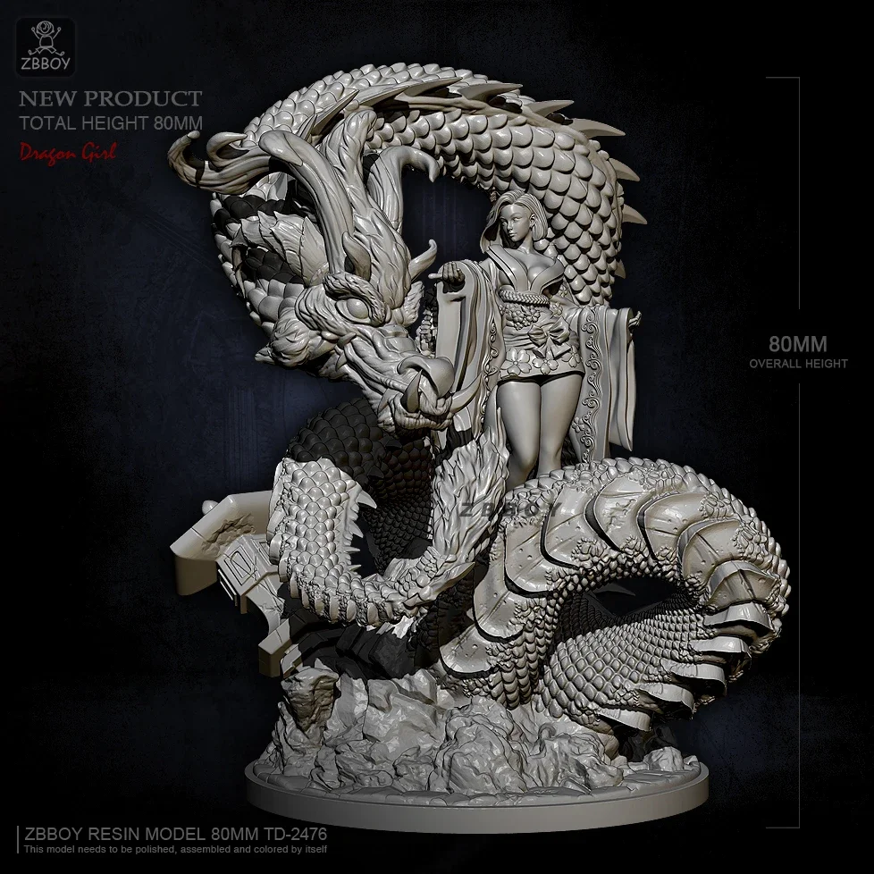 H80mm Resin  Dragon and beauty model kits toy self-assembled TD-2476