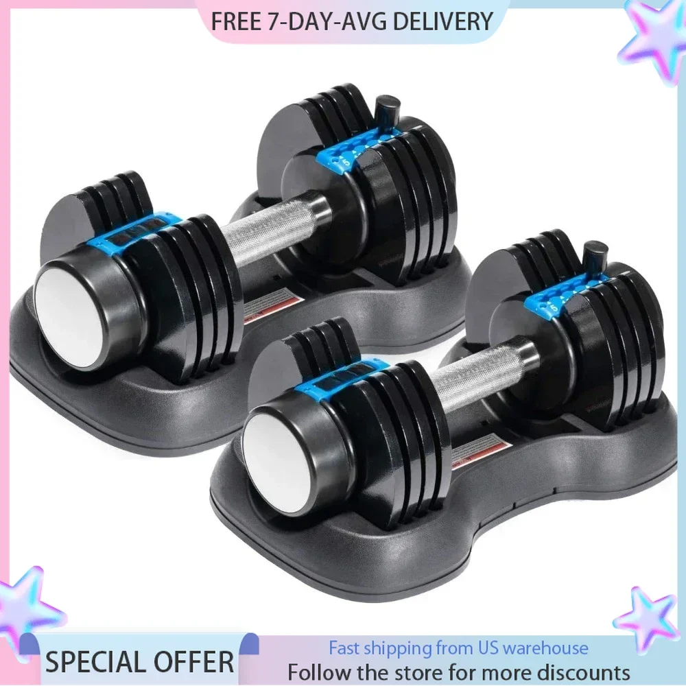 Adjustable Dumbbells - 15Lb 25Lb 43Lb 55Lb 90Lb 6in1 Dumbbells Adjustable Weight Steel, Compact Quick Adjustable Dumbbells Set