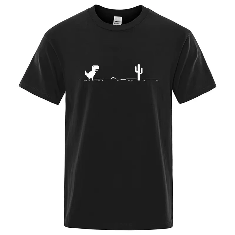 Men High Quality Cotton Blend Funny Dinosaur Print T Shirt Loose O-neck Summer Cool Men Tshirt Short Sleeve T-shirt Male Tee Top