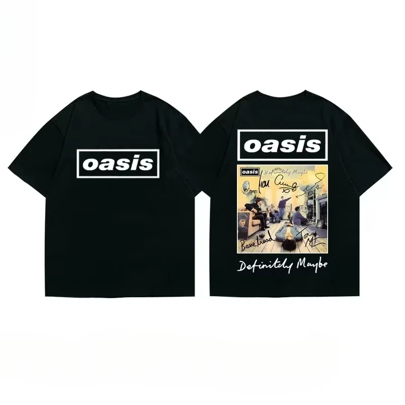 

2025 Популярная новая стильная свободная футболка с плечами Ins British Rock Band Oasis Street для мужчин и женщин «Тот же четыре сезона»