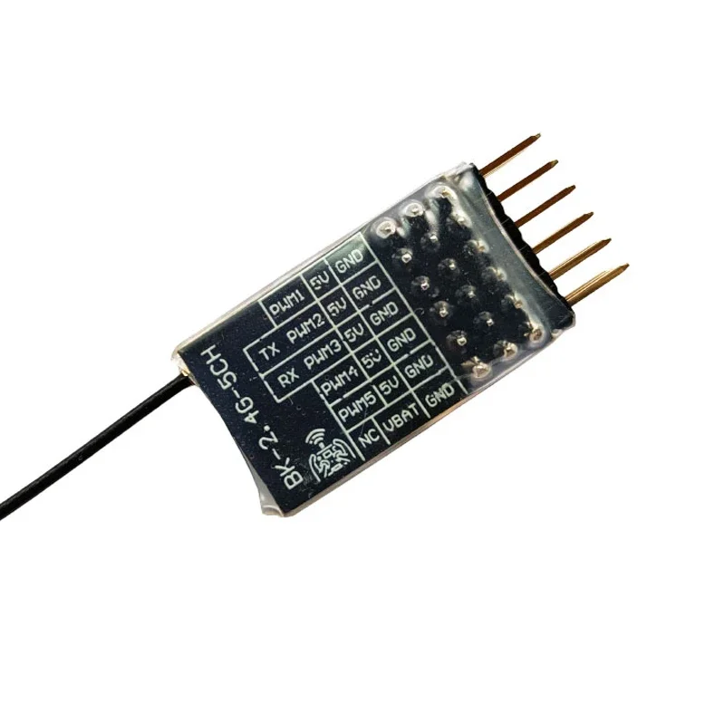 BAYCK ELRS 2.4G 5CH PWM ExpressLRS Receiver with 2.0dBi 2.4G Copper Tube PWM Antenna CRSF Protocol for RC FPV Aircraft Drones