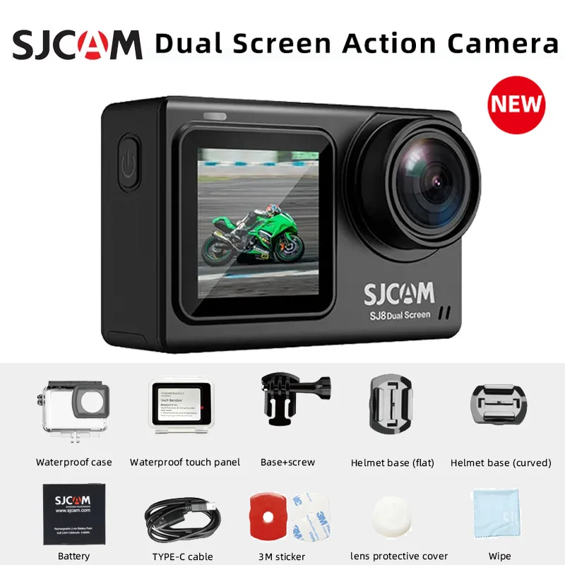 

SJCAM SJ8 Dual LCD Screen Helmet Action Camera 4K 30FPS WiFi Remote 2.33' Touch Screen Sport Camera