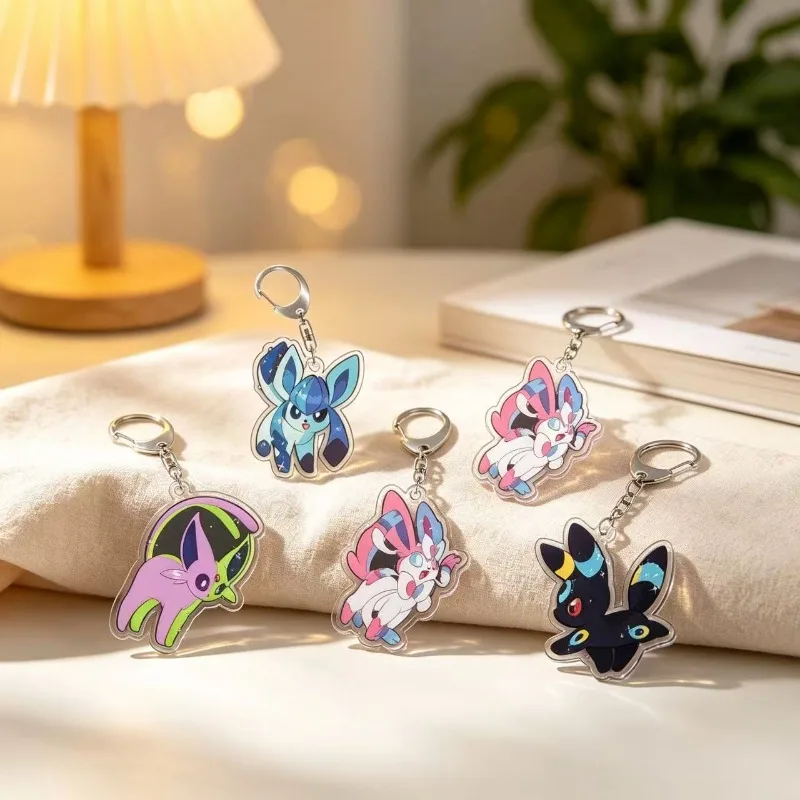 For Pokemon Elf Leafeon Sylveon Glaceon Umbreon Espeon Acrylic Selfmade Original Cute Cartoon Anime Keychain Pendant Toy Gift