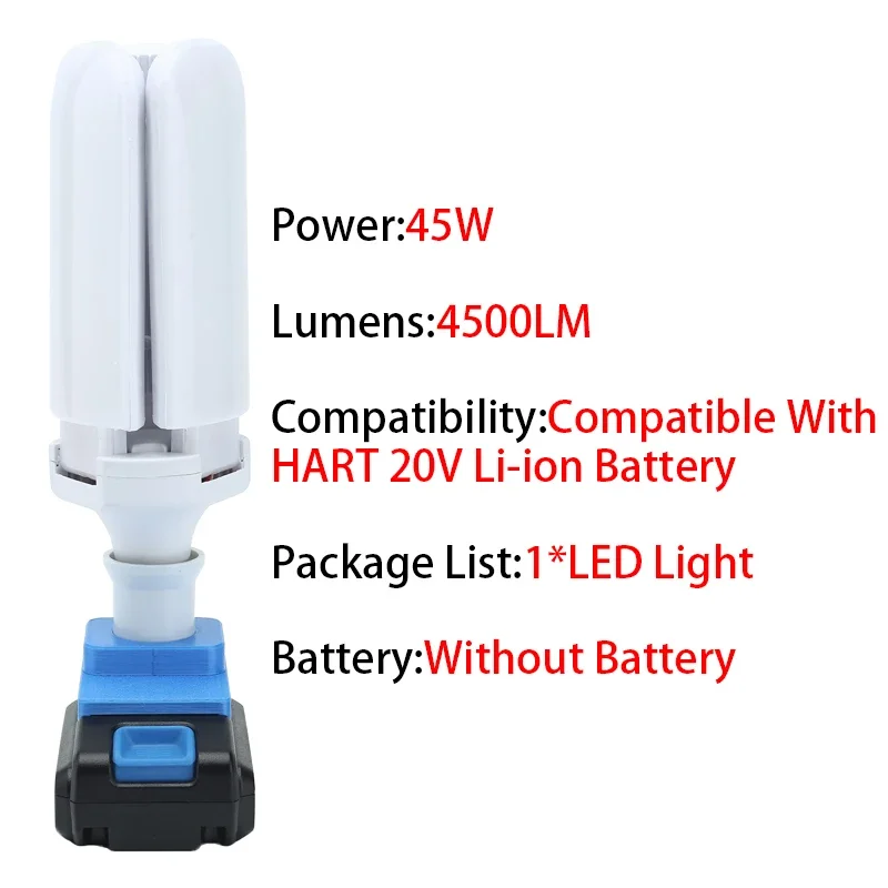 Portable LED 2/3/4 Leaf Panel Work Light for HART 20V Li-ion Battery Cordless LED 2/3/4 Leaf Panel Worksite Home Travel Light