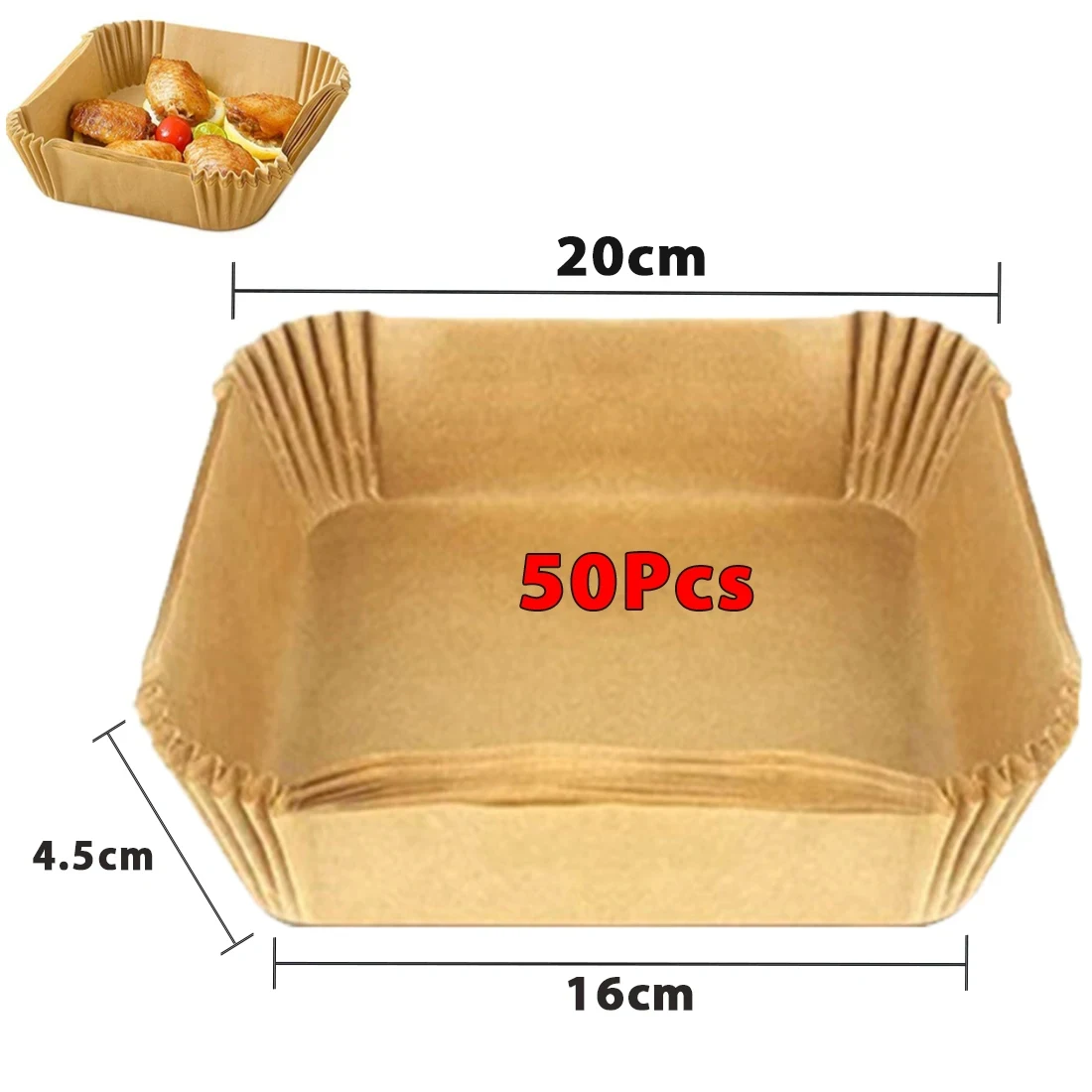 50/100 Stuks Air Friteuse Wegwerp Papier Non-stick Airfryer Bakpapier Ronde Air-Fryer Papieren Liners Papier keuken Accessoires