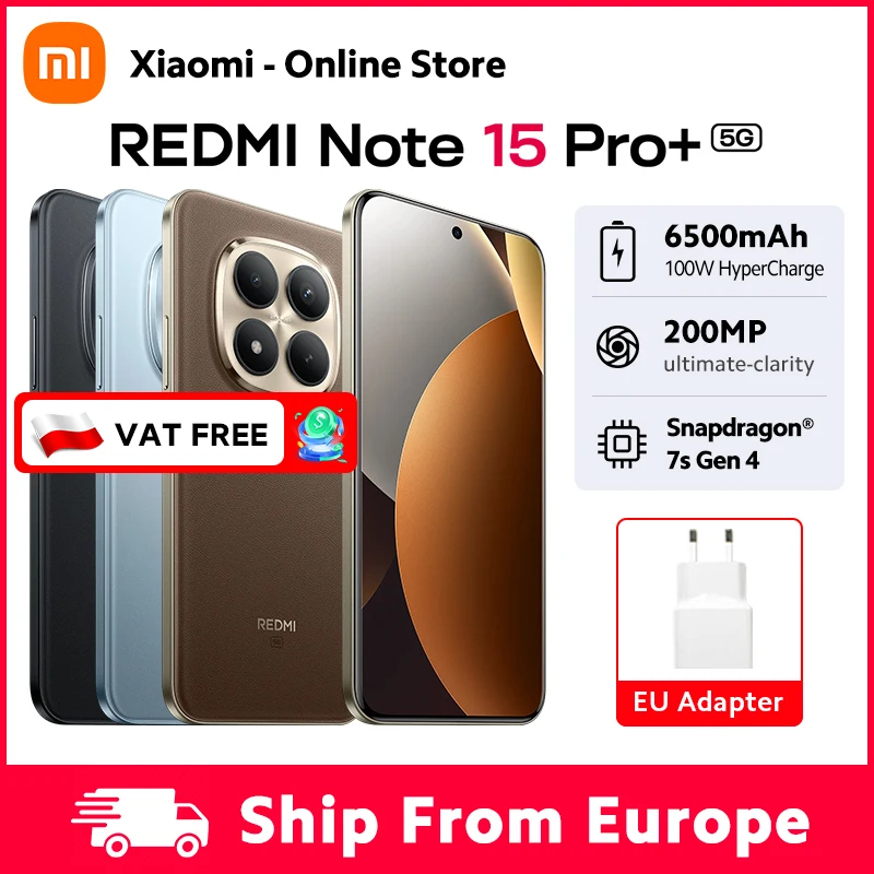 Version Globale Xiaomi Redmi Note 15 Pro Plus 5G Smartphone Snapdragon 7s Gen 4 NFC 6500mAh 100W Écran AMOLED CrystalRes 6,83 pouces