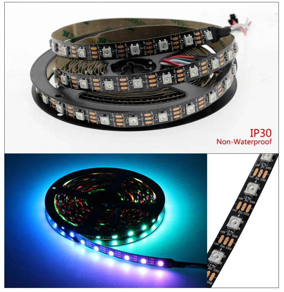 WS2812B LED Strip 30/60/74/96/144 Leds/M DC5V  WS2811 IC Smart Pixels RGB 5050SMD Flexible Dream Color IP30/IP65/IP67