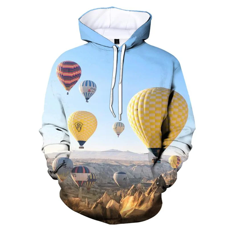 Autumn Colorful Hot Air Balloon 3D Print Hoodies Men Women Fashion Sweatshirts Oversized Hoodie Pullovers Tracksuit Clothing