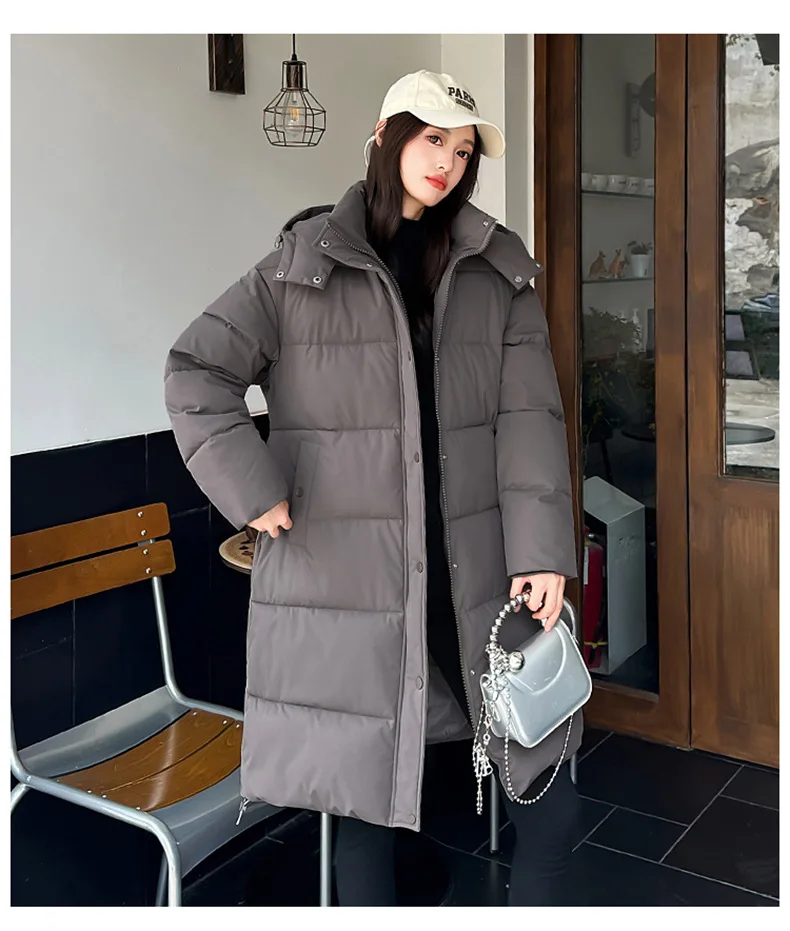 Korean Fashion 2026 Winter New Solid Color Long Sleeve Hooded Cotton Jacket Women's Fashion Versatile Simple Warm Casual Jacket