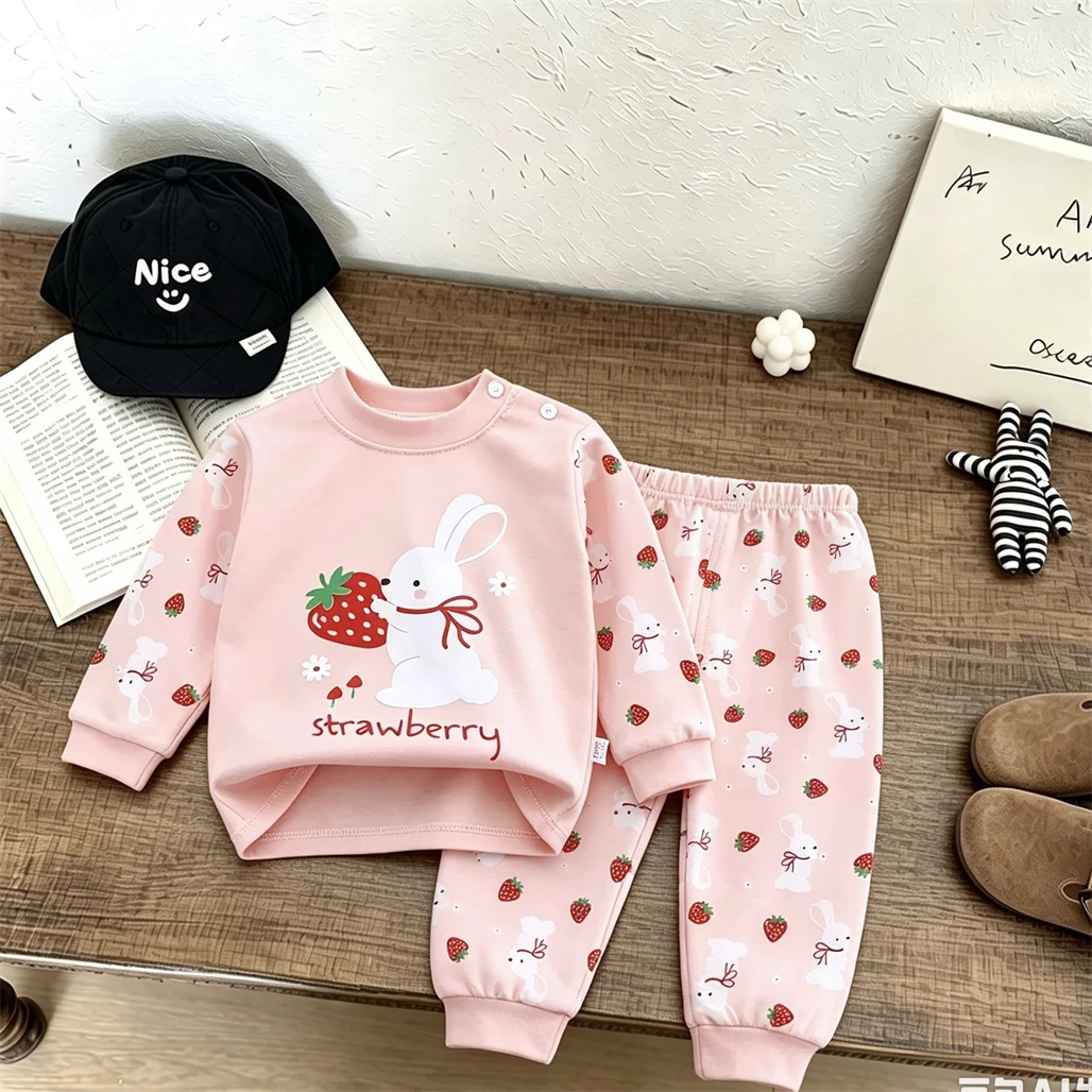 Kinder-Pyjamas mit Vollprint, Zweiteiliges Set für Jungen und Mädchen, Langarm-Schlafanzug, Herbst-Hauskleidung, Niedliche Unterwäsche für Kleinkinder – Detail 6