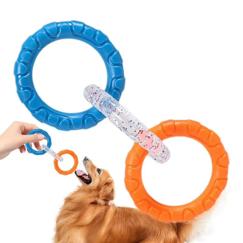 Dog Pull Toy Tough Chew Toys Indestructible Rings Dog Exercise Interactive 3 Rings Teeth Bite-Resistant Toys Puppy Teeth Clean