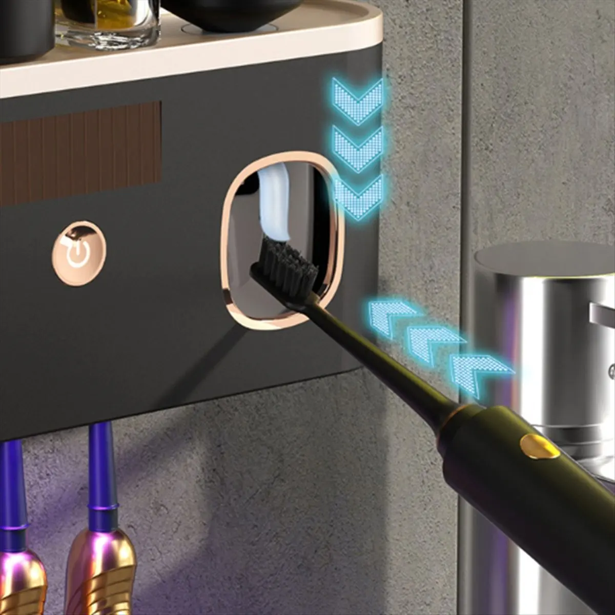 

A36R USB перезаряжаемый держатель для дезинфекции зубной щетки, автоматический дозатор зубной пасты, настенная полка для хранения зубных щеток