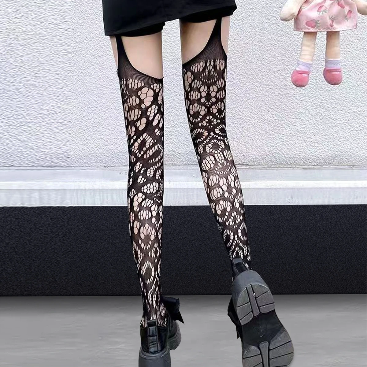 Network Lace Hollow High Waist Sweet Net Socks  Comfy Pantyhose Women Stripper Roleplay Fish Net Rave Y2K Underwear New in