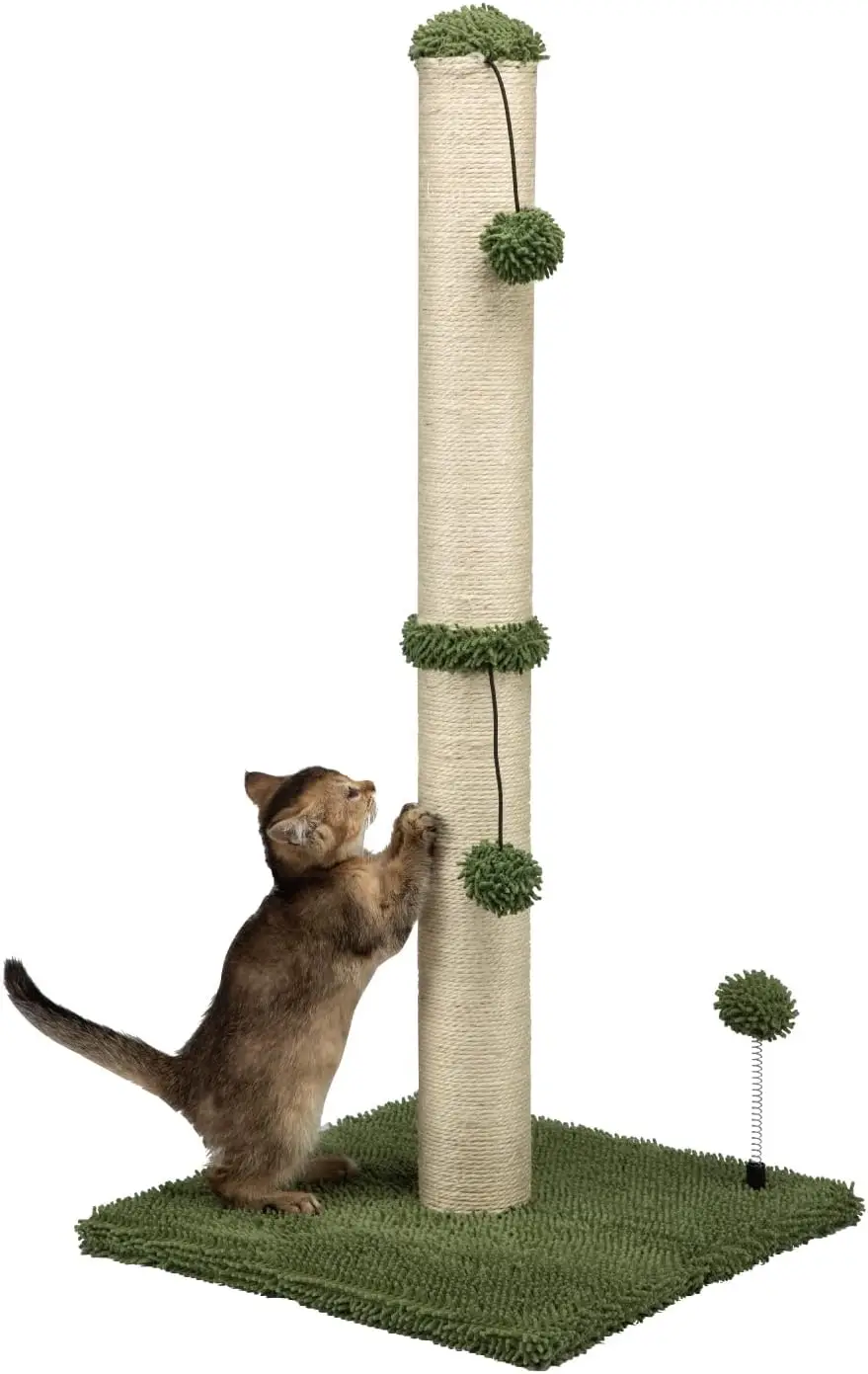 

34“ Tall Cat Scratching Post Premium Basics Kitten Scratcher Sisal Scratch Posts Trees with Hanging Ball for Indoor Cat
