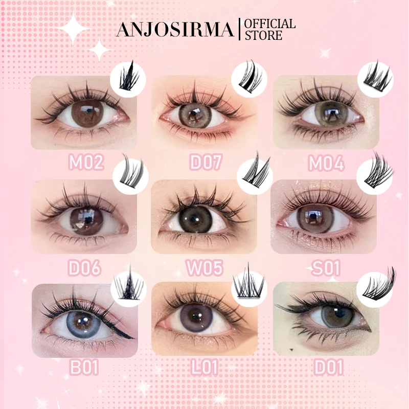 ANJOSIRMA Eyelash Extension Set Natural Soft  DIY Cluster False Eyelashes C/D Curl Anime eyelashes beauty eye lashes Makeup