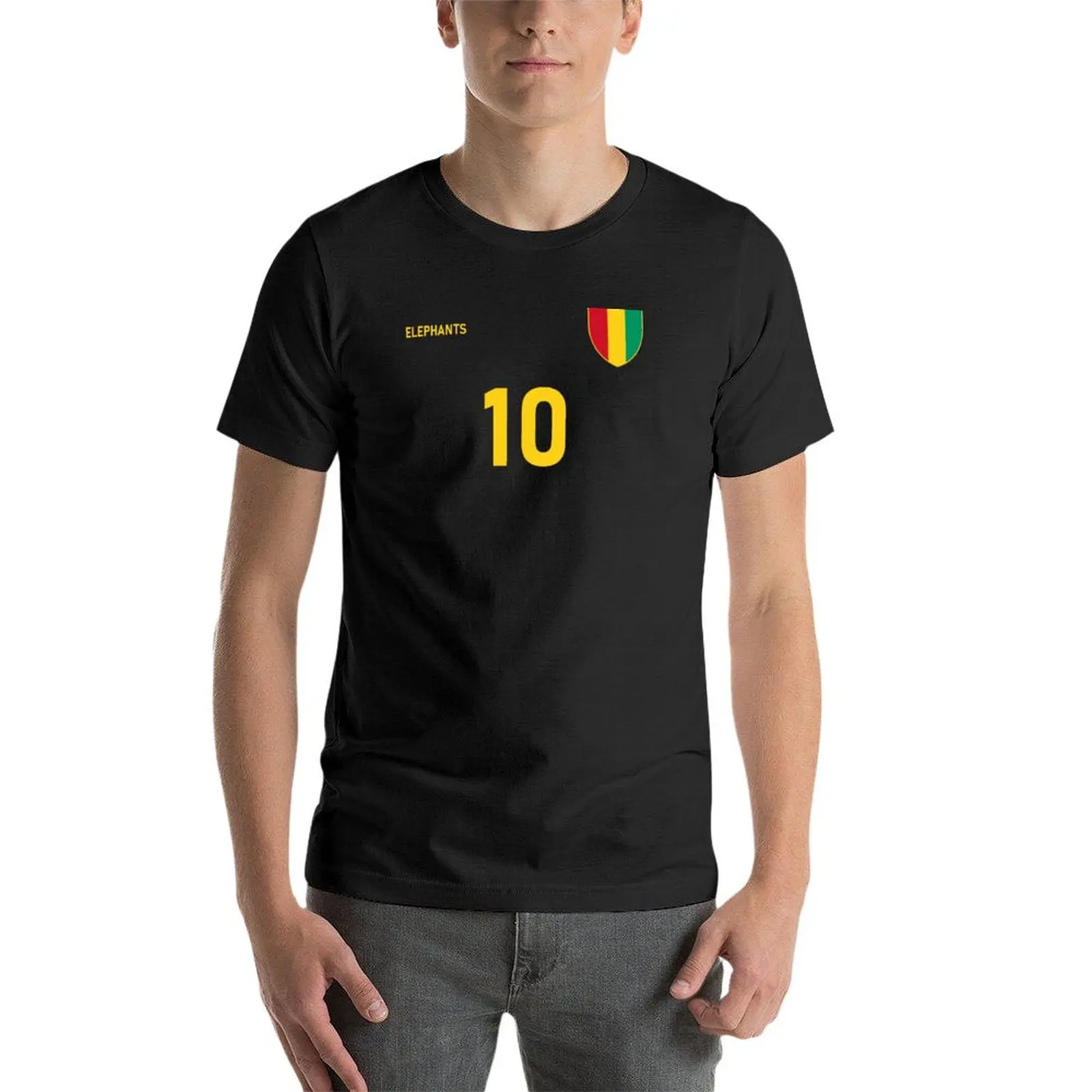 Guinea National Football Team Soccer Retro Jersey Elephants Number 10 T-Shirt funnys t shirt for men