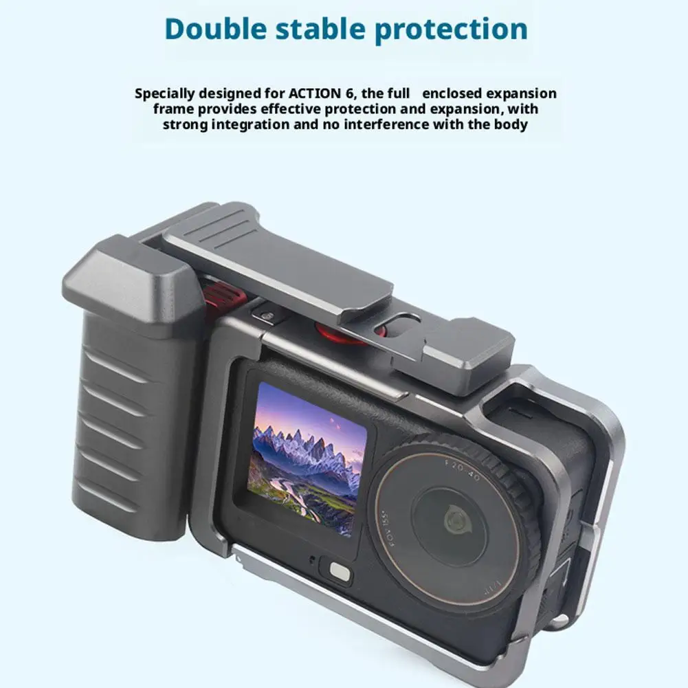   لـ dji Action 6 حامل قبضة الكاميرا قفص معدني لـ Action 6 ملحقات زر مصراع مقبض التصوير الفوتوغرافي ﻿
