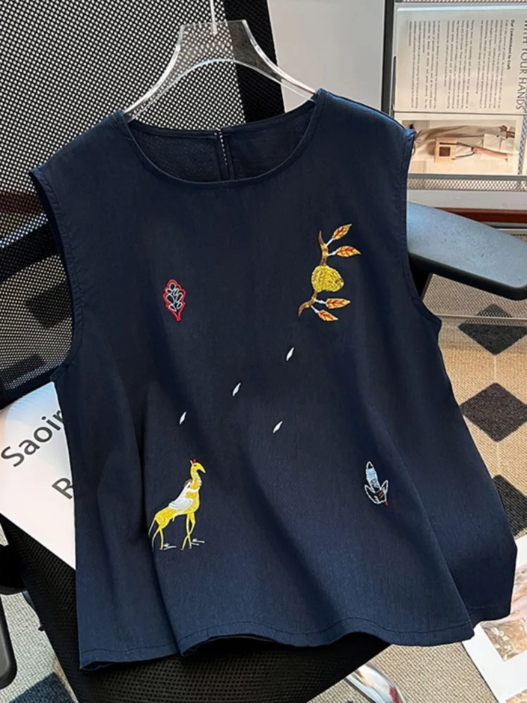 سترة نسائية مطرزة ثقيلة مستديرة Ne Svel irt ملابس خارجية صيفية فضفاضة ذاتية التشغيل وزر Sle #2