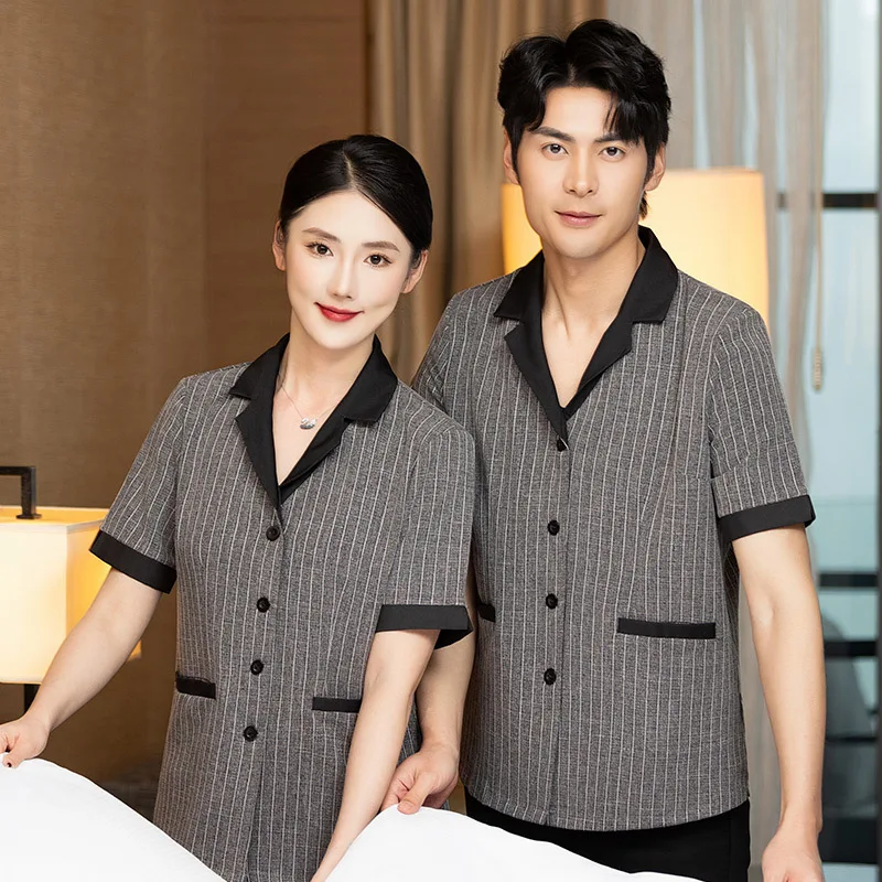 Vêtements de travail de nettoyage à manches courtes, propriété d'été, nettoyeur de chambre d'hôpital, ensemble de vêtements de travail pour tante pour hommes