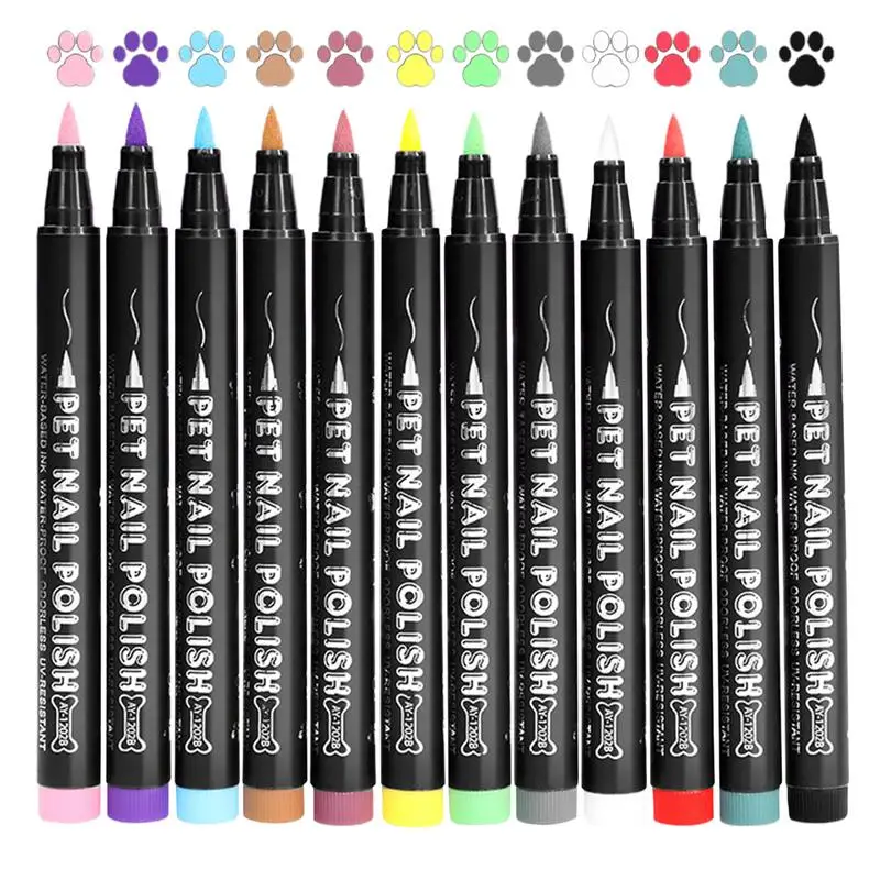 

Nail Polish Pens For Dogs 12pcs Dog Safe Paint For Nails Dog Creative Pens Set Safe Tip Nail Polish Markers 12 Colors For Dogs