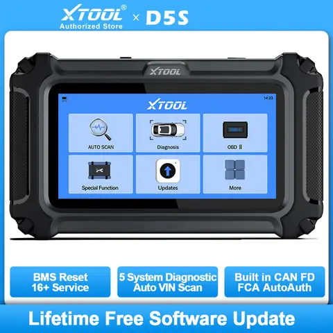 XTOOL D5S Auto OBD2 Scanner 5 System Gearbox ABS Airbag Engine EPB Car Diagnostic Tools CAN FD 16+ Reset Lifetime Free Update