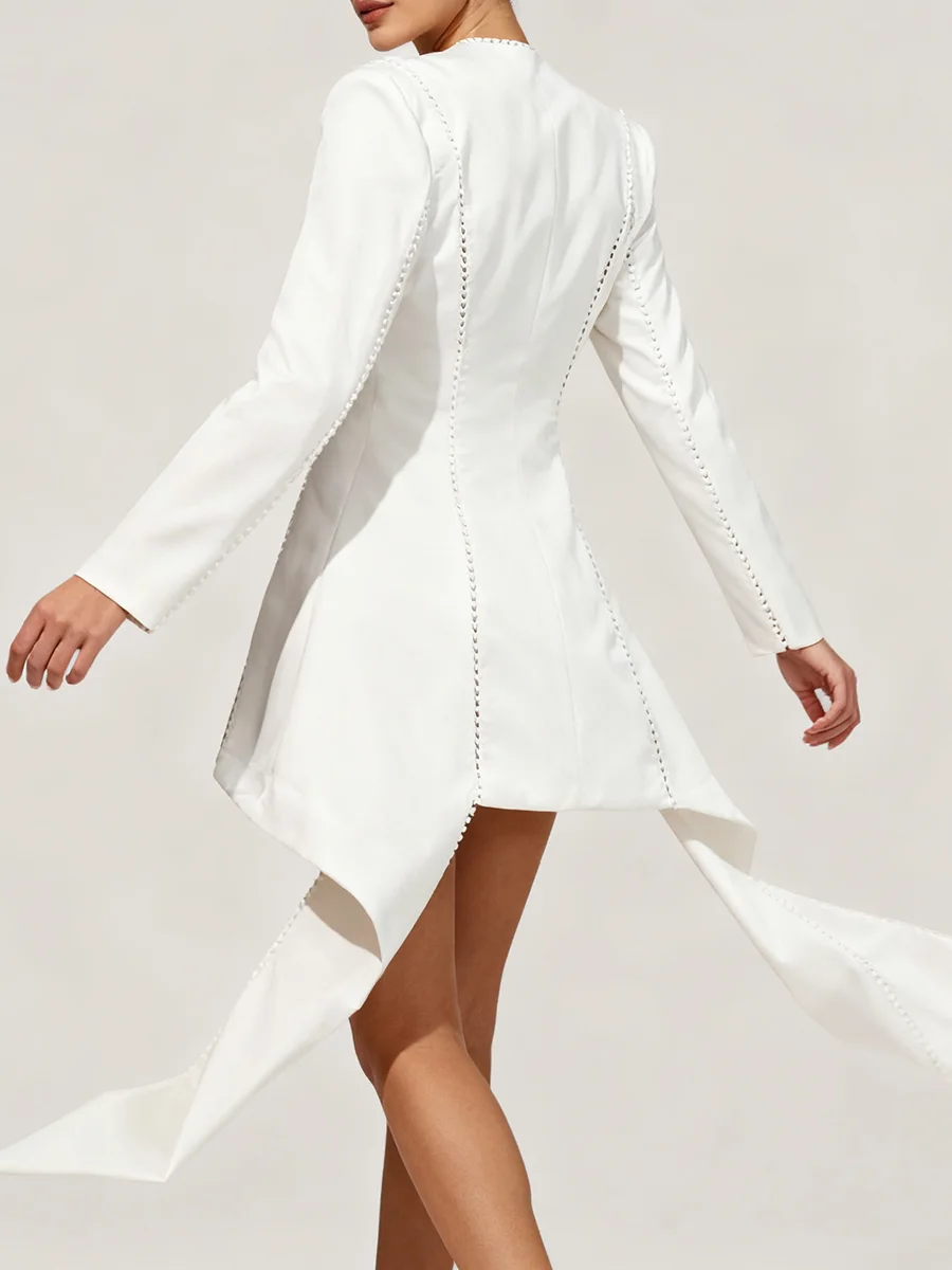 VGH Designer British Style Slimming Hollow Out Jackets For Women Deep V Neck Long Sleeve Autumn Sexy Jacket Female Fashion New