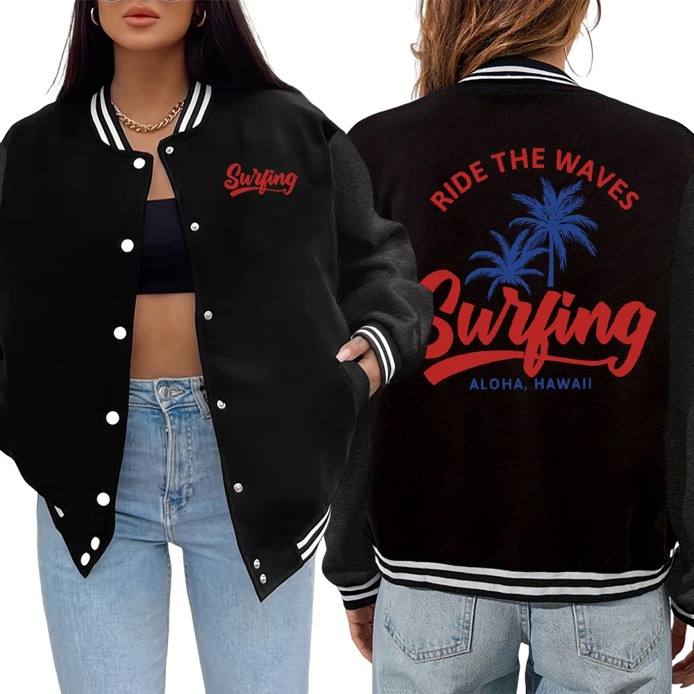 

Ride The Waves Switing Print Prints Men Jacket Harajuku All-Match Streetwear Warm Casual Clothing Hip Hop Pocket Women Jackets