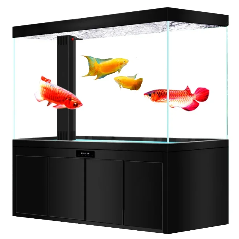 Arowana tank medium and large ultra-white glass household screen bottom filter water-free aquarium living room