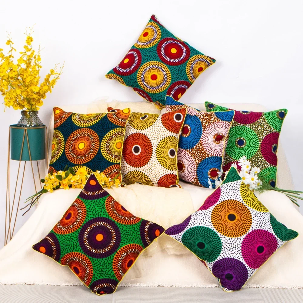 2 Piece African Batik Printing Fabric Throw Pillow Cushion Cover Polyester Wax Design Cases for Sofe Home Decorative Pillowcase