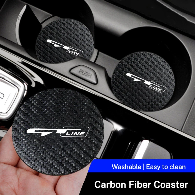 2Pcs Leather Coaster Anti-noise Water Cup Mat Cushion For Kia GT LINE Sportage Ceed Picanto Rio ProCeed Niro Morning Stonic Ray