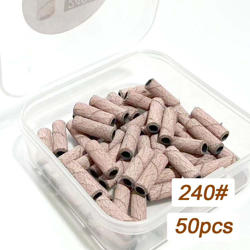 NotNoot 50 Stück kleine Schleifbänder oder 1 Stück Nagelbohrer, 240 #   Mini-Schleifbänder, Nagelbits, 3,1mm Mandrel-Bits