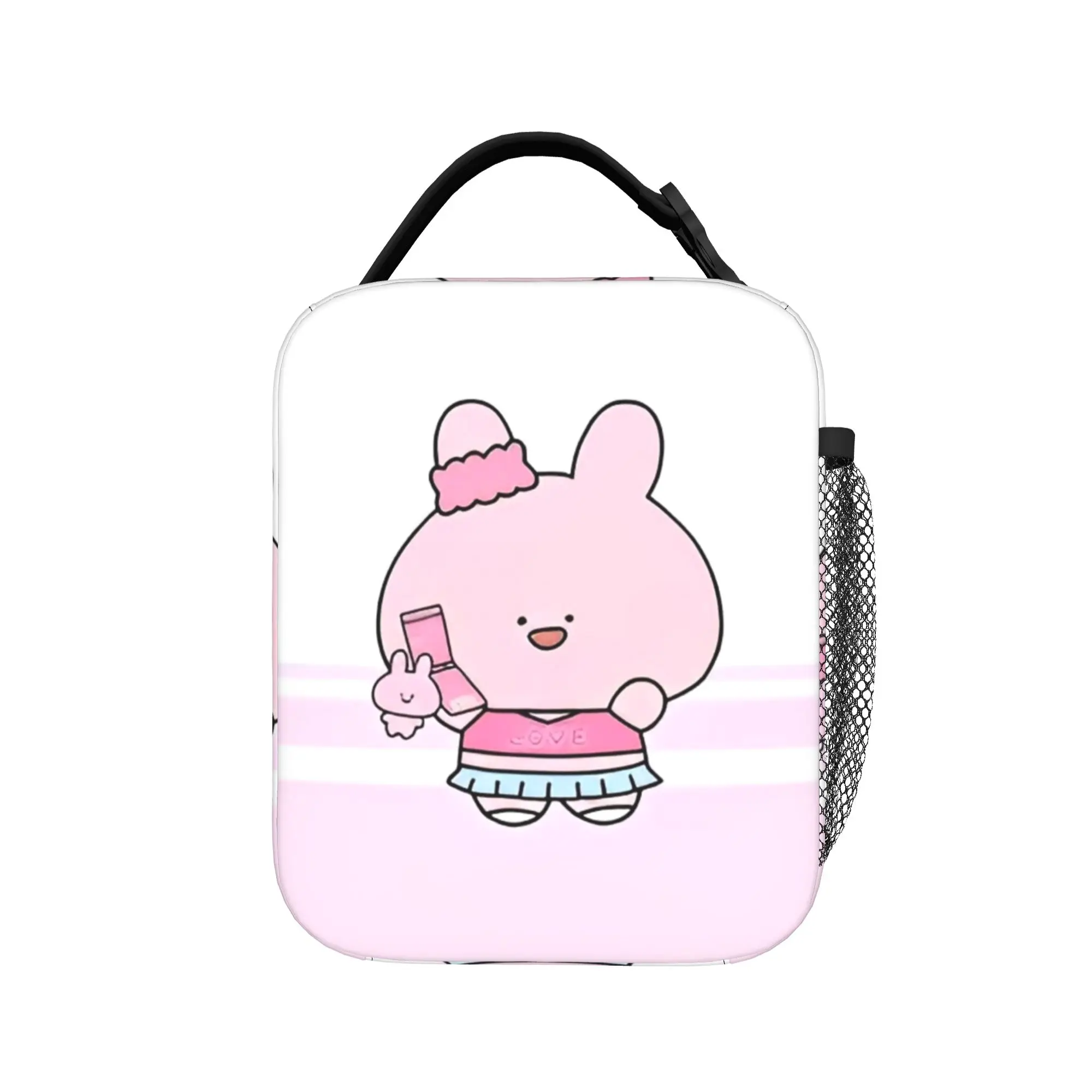 Asamimichaan Asleep Cartoon Insulated Lunch Bags Cooler Bag Reusable,Lunch Container Kawaii Asamimi High Capacity Tote Lunch Box