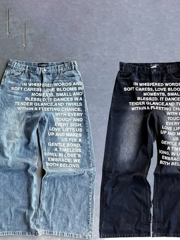 

Мужские джинсы Millennium: уличный стиль, готика, харадзюку, хип-хоп, с буквенным принтом, дышащие, свободного кроя, повседневные, комфортные