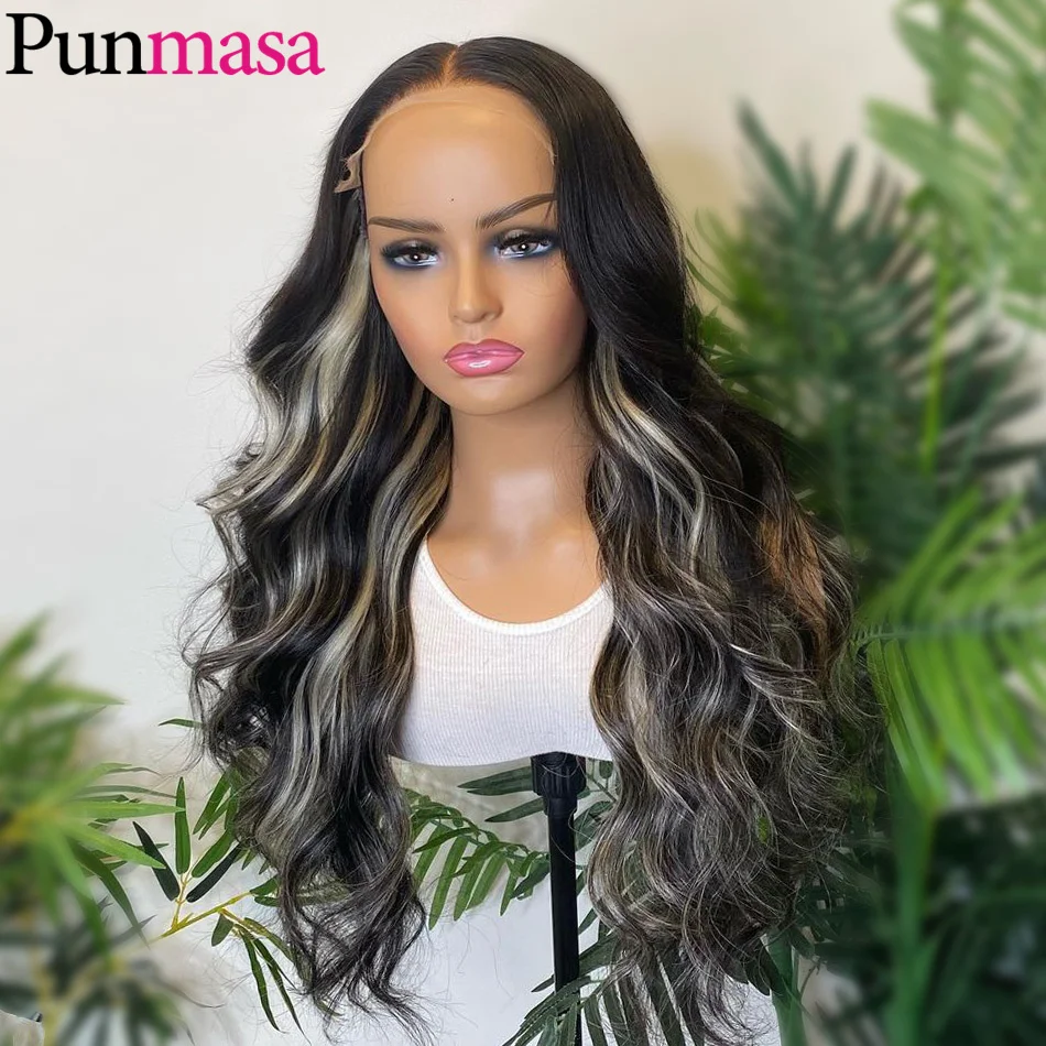 

200% Glueless 5x5 Lace Closure Wig Highlight Grey 13x4 Human Hair Wigs Transparent 13x6 Body Wave Lace Frontal Wig PrePlucked