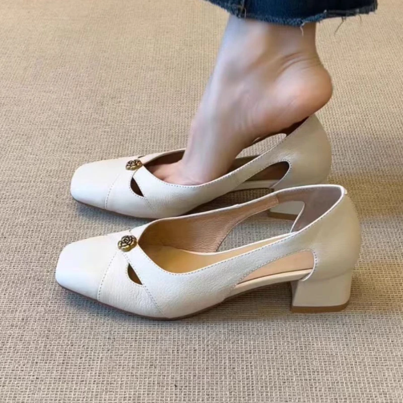 

Elegant High Heels Women Shoes Flower Heeeld Sandals Summer Chunky 2025 Fashion Luxury Woman Shoes Dress Pumps Mujer Sandalias