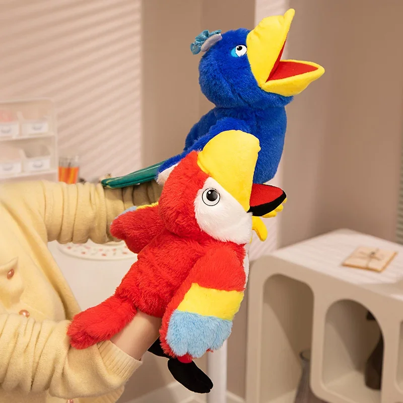 Hot 6 Style Toucan Hand Puppet Plush Toys Kindergarten Performance Hand Control Toucan Parrot Bald Eagle Peacock Owl Flamingo