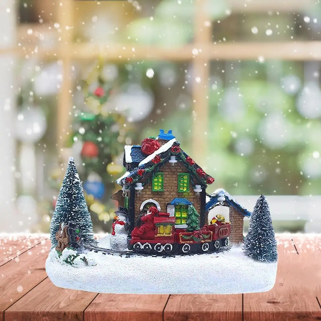 Christmas House Village Lighting LED Accent Snowmen Cabin Indoor Table Decor