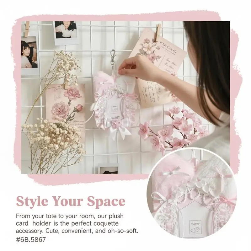 Plush Lace Photocard Holder Lolita Anime Kpop Idol Display Card Protector for Collectors Photo Safe Storage