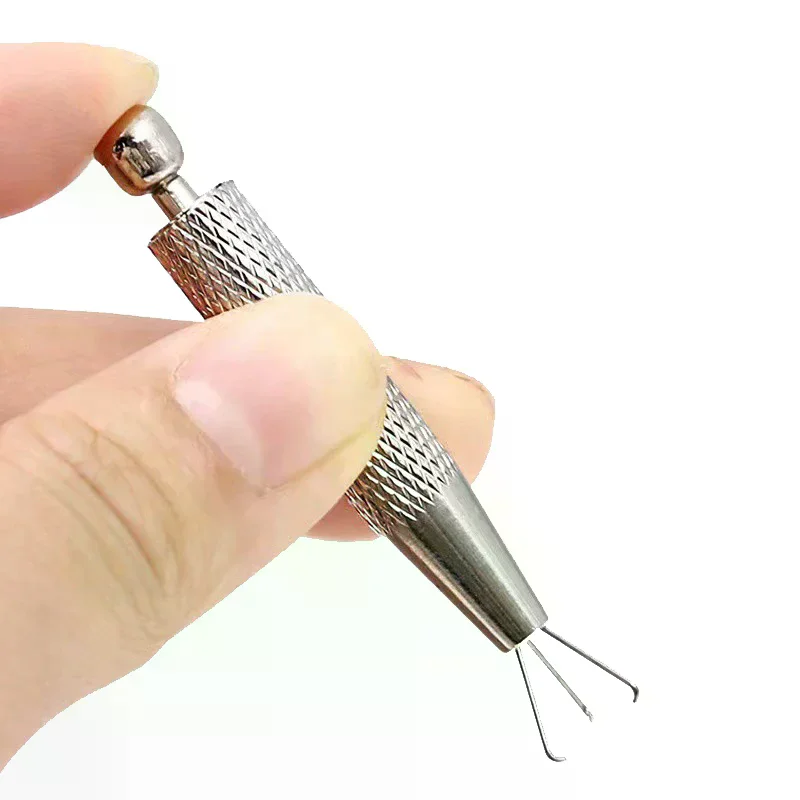 4 Claws Pick-up Tool Stainless Steel Prong Holder Tweezer Jewelry Beads Diamond Gem Catcher Grabber