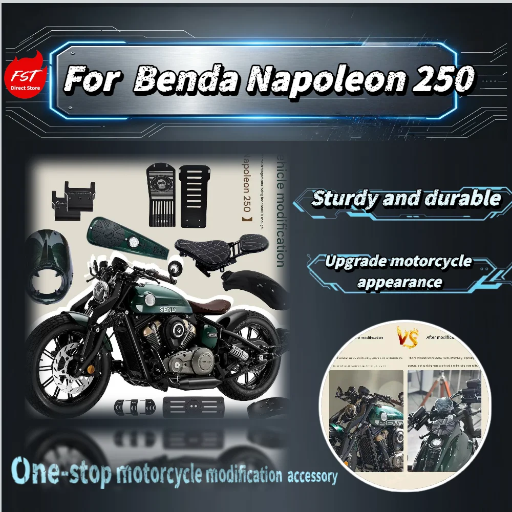 

Fit Benda Napoleon 250 Full Set Modified Accessories Mudguard Exhaust Anti-scald Cover Air Filter Foot Peg Head Lamp Guard