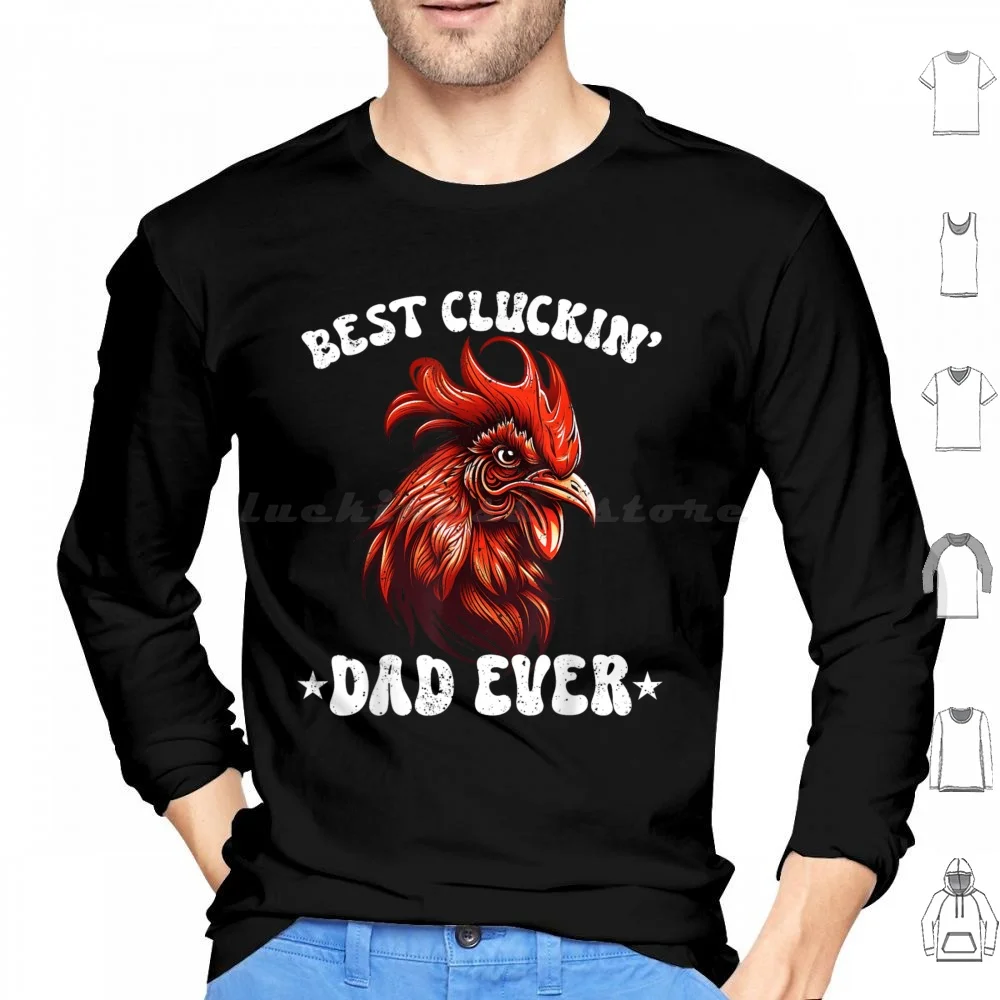 Mens Vintage Father's Day Tee Chicken Dad Best Cluckin' Dad Ever Hoodies Long Sleeve Dad Ever In World Fathers