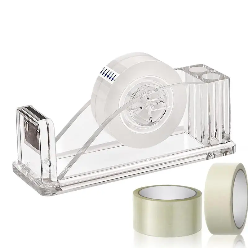 

Tape Roll Dispenser Desktop Acrylic Cutter Dispenser For Tape Single Hand Operation Cutter For Standard Tape Rolls For Craft